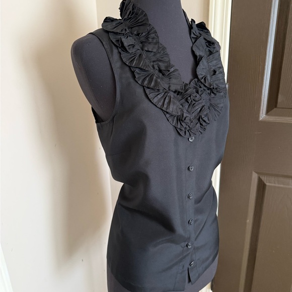 J. Crew Tops - J. Crew Black Ruffled silk Sleeveless Blouse